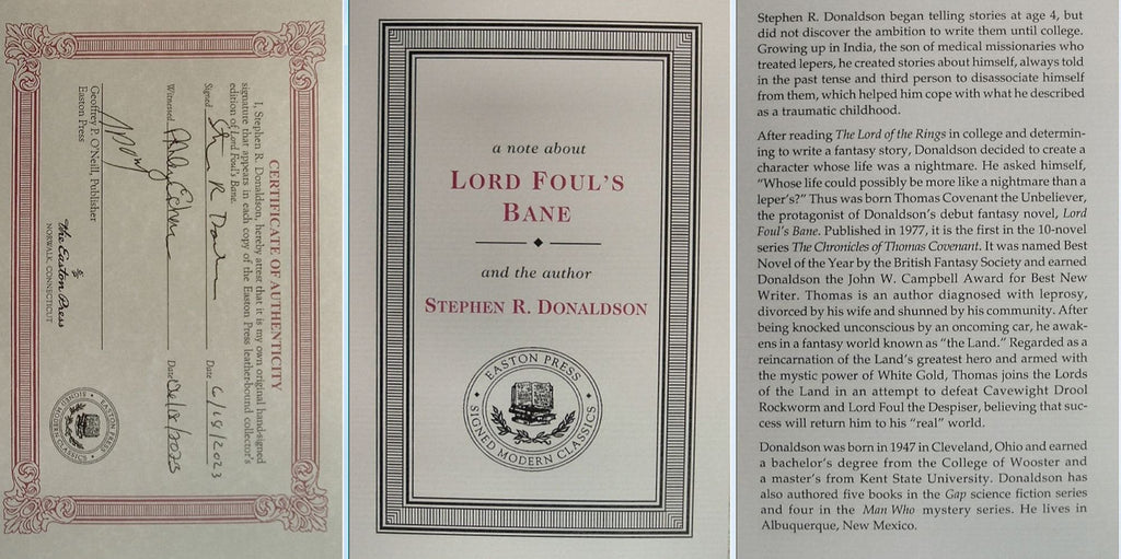 LORD FOULS BANE by Stephen Donaldson Easton Press Signed New Sealed