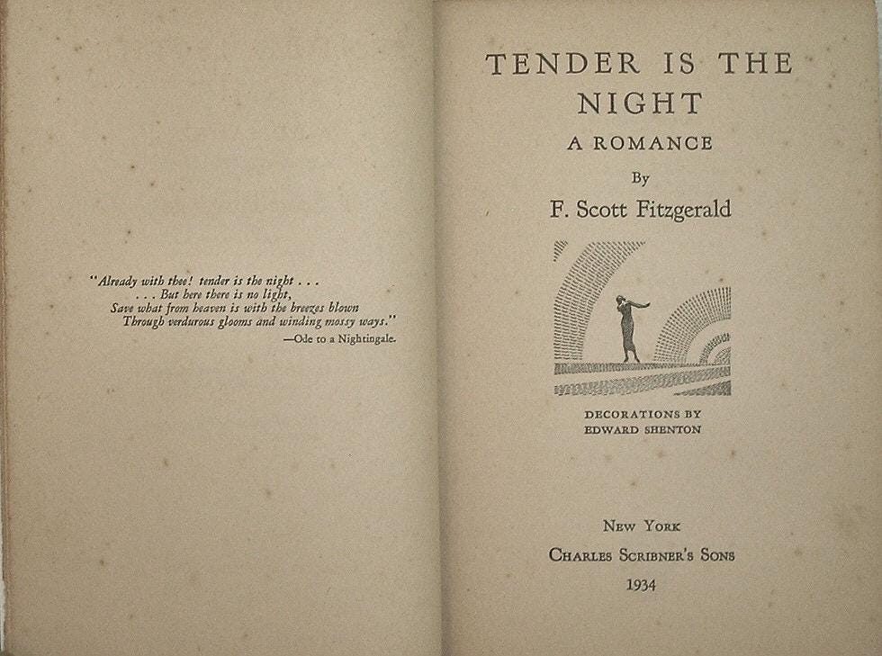 TENDER Is THE NIGHT by F Scott Fitzgerald Charles Scribners Sons First Edition 1934