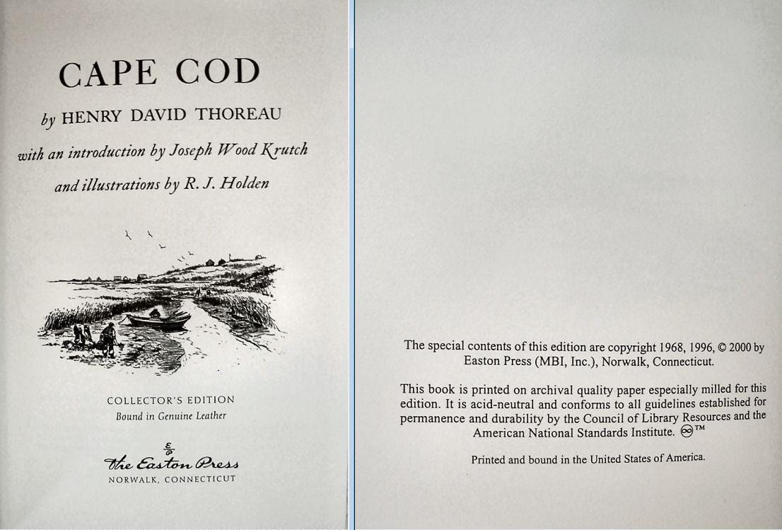 Walden, Cape Cod, The Maine Woods, & Civil Disobedience by Henry David Thoreau Easton Press Leather 4 Volume Set