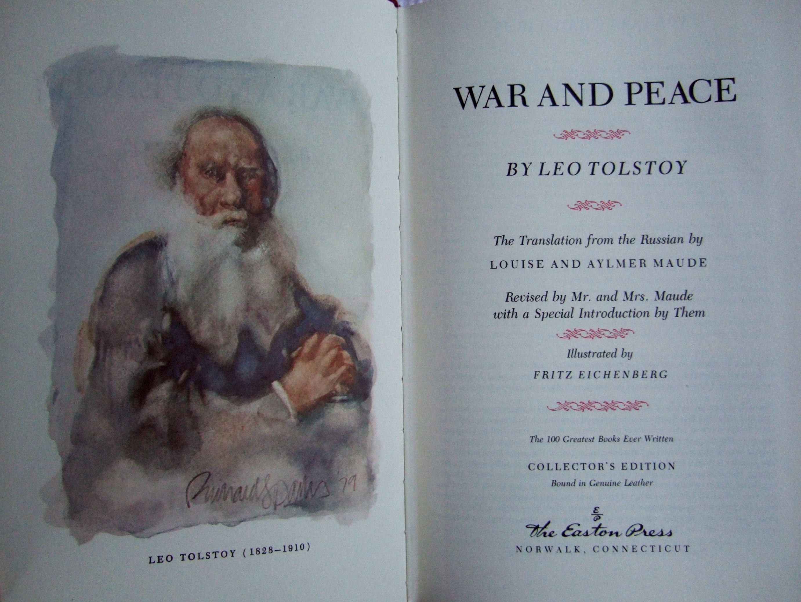 WAR AND PEACE by Leo Tolstoy Easton Press 1981