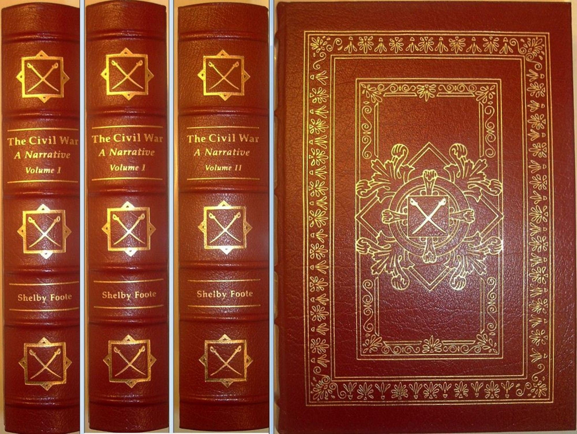Shelby Foote's Civil War Narrative: Signed Easton Press 3 Volume Leather Set 1991
