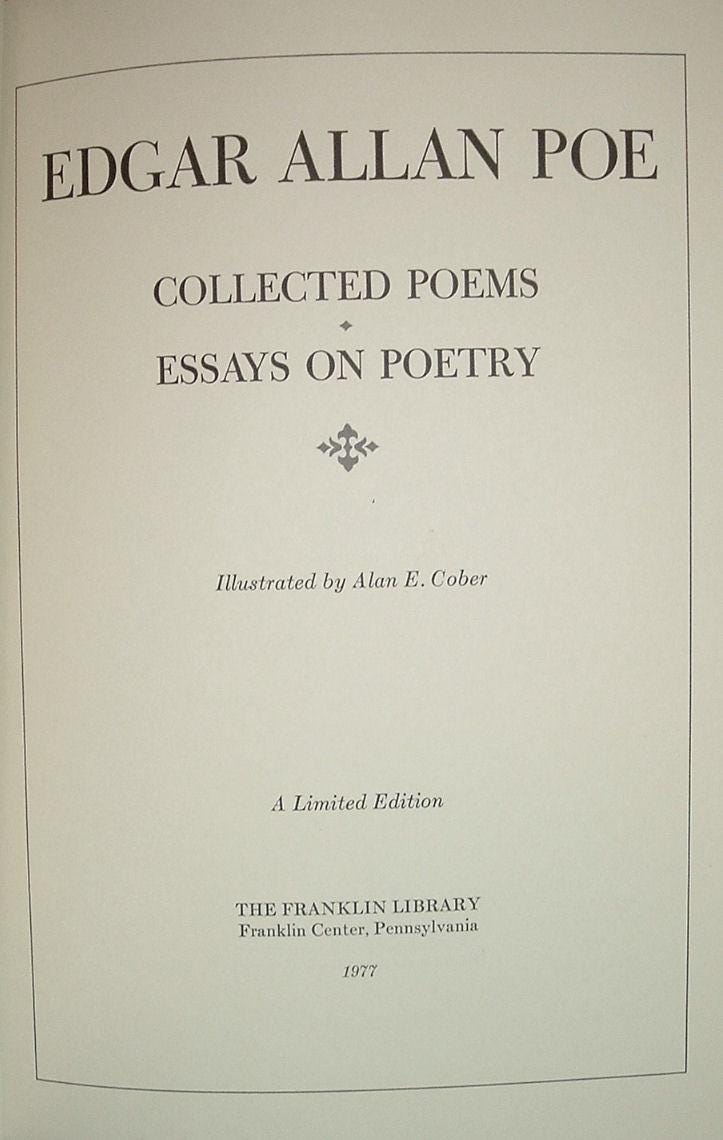 EDGAR ALLAN POE Poems & Essays The Franklin Library Leather Brand New In Box 1977