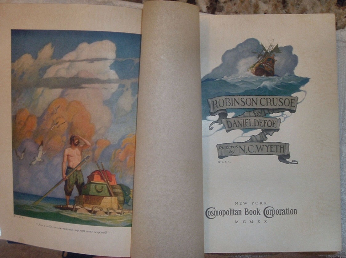 Robinson Crusoe: 1920 First Edition, NC Wyeth Illustrations