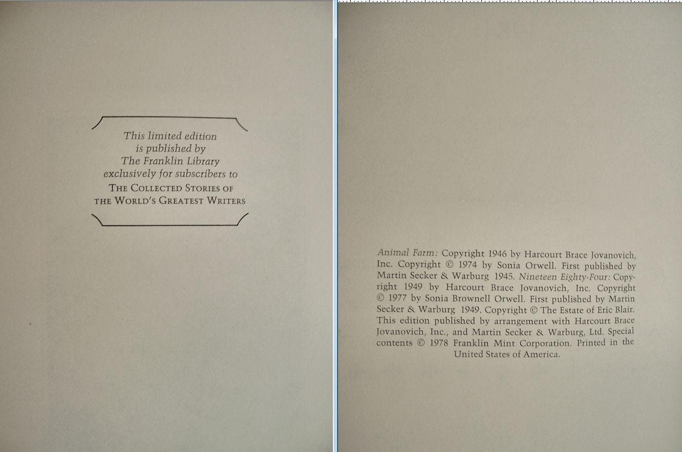 Animal Farm & 1984 by George Orwell Franklin Library Leather Illus Limited Edition 1978
