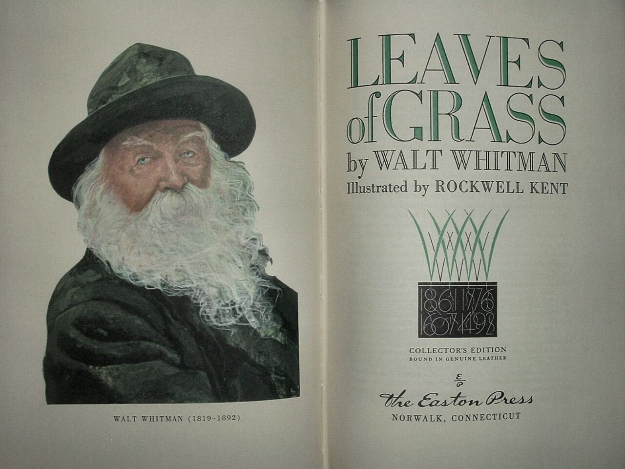 LEAVES OF GRASS by Walt Whitman Easton Press Full Leather Edition 1977