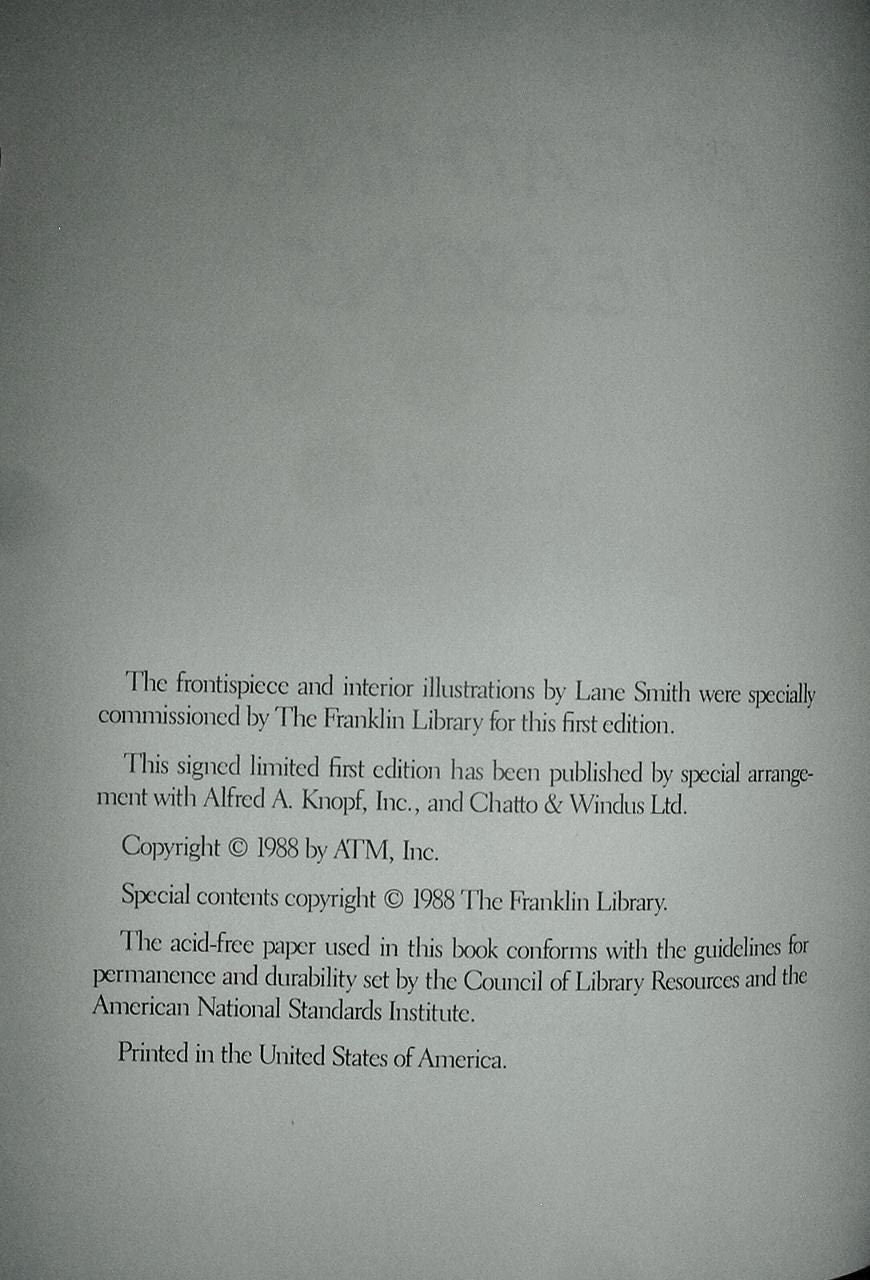 BREATHING LESSONS by Anne Tyler Franklin Library Signed First Edition 1988