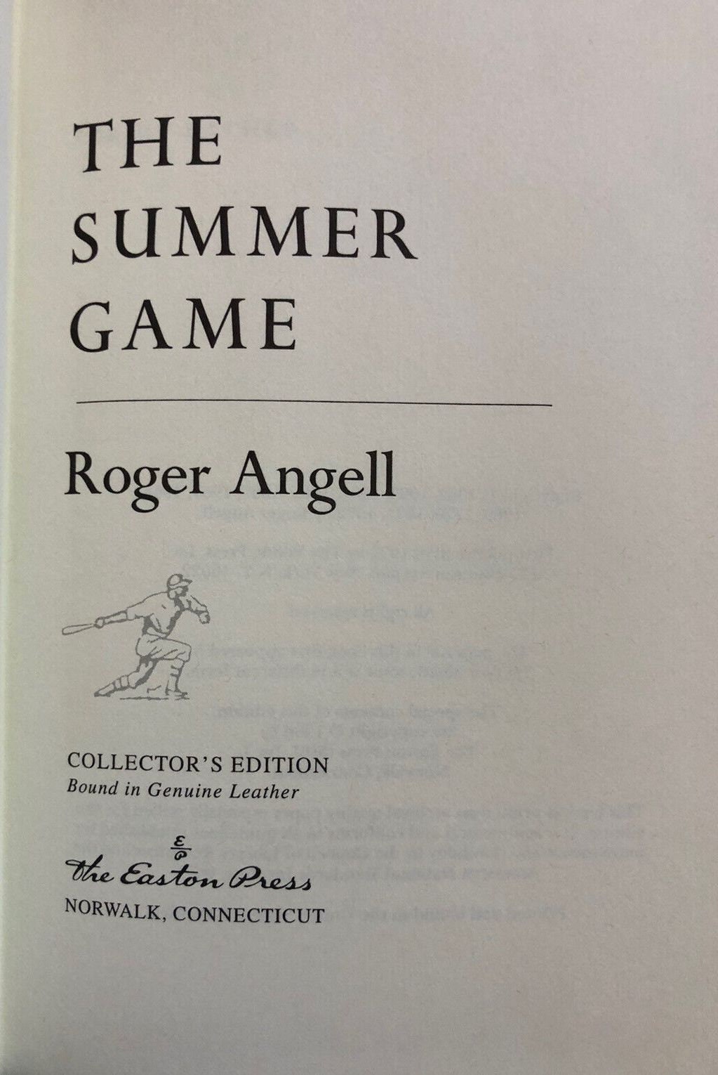 THE SUMMER GAME by Roger Angell Easton Press Leather New Sealed 1996