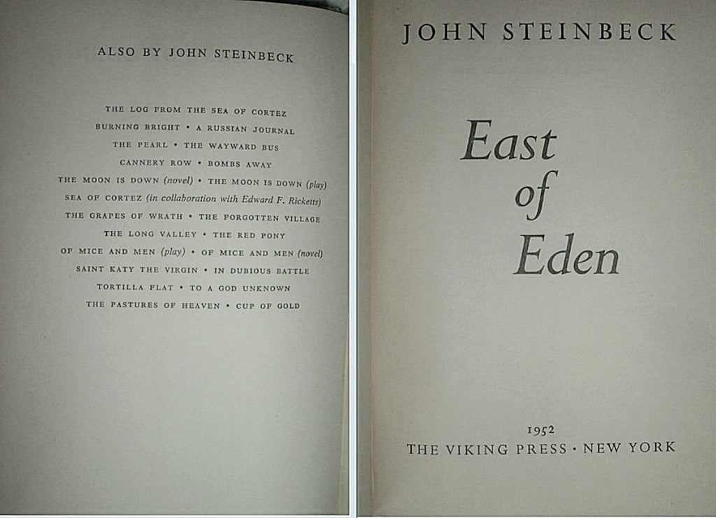 EAST OF EDEN by John Steinbeck Viking Press True 1st Edition with Typo 1952