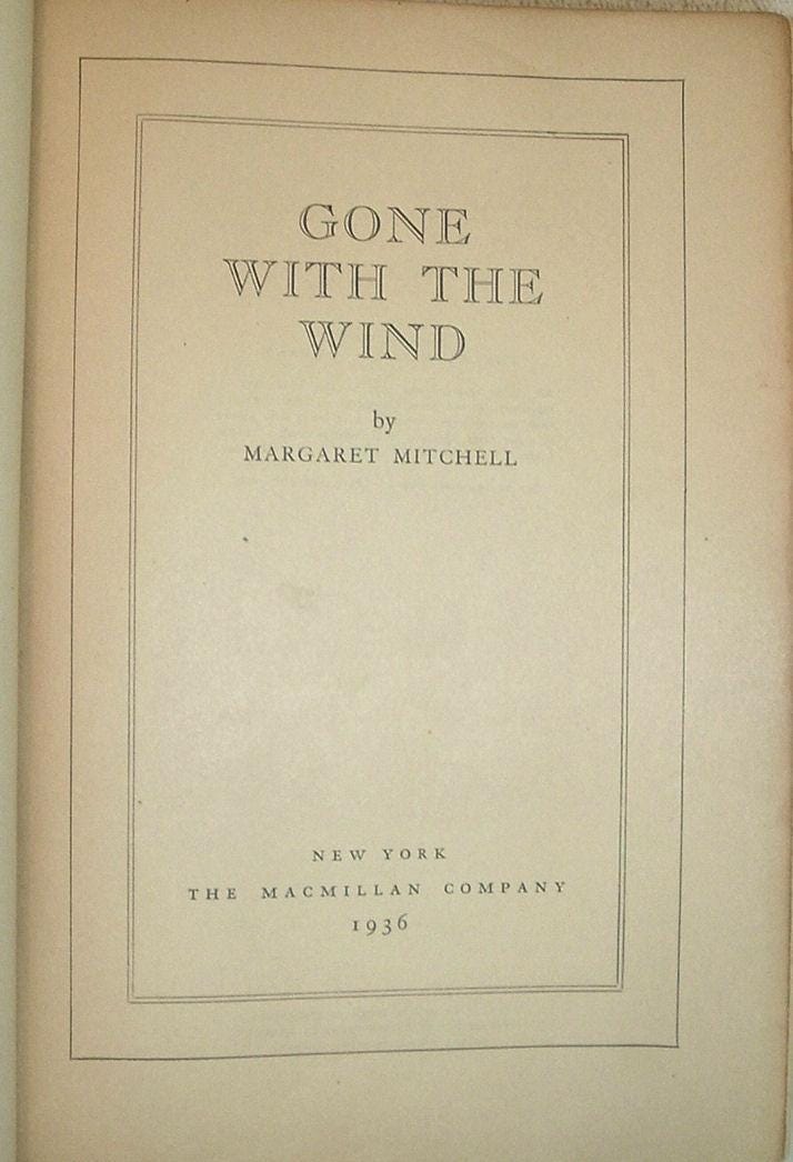 GONE WITH The WIND by Margaret Mitchell May 1936 First Edition