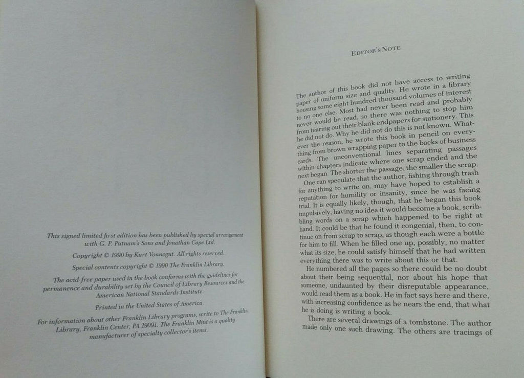 HOCUS POCUS by Kurt VONNEGUT Franklin Library Signed by Author First Edition 1990