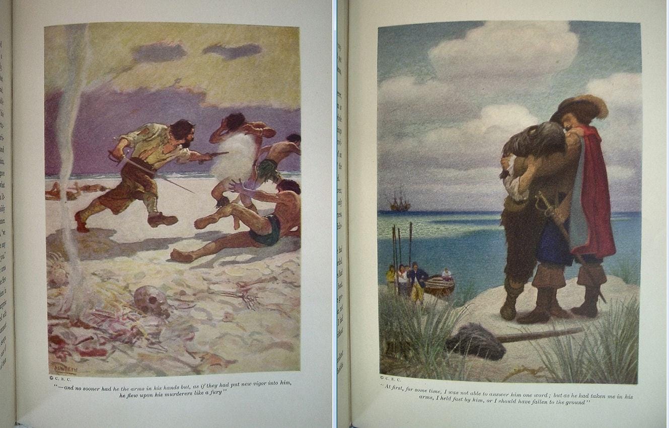 Robinson Crusoe: 1920 First Edition, NC Wyeth Illustrations