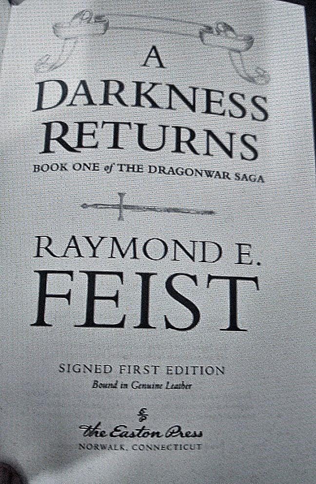A Darkness Returns: Signed First Edition, Leather Bound by Raymond E. Feist