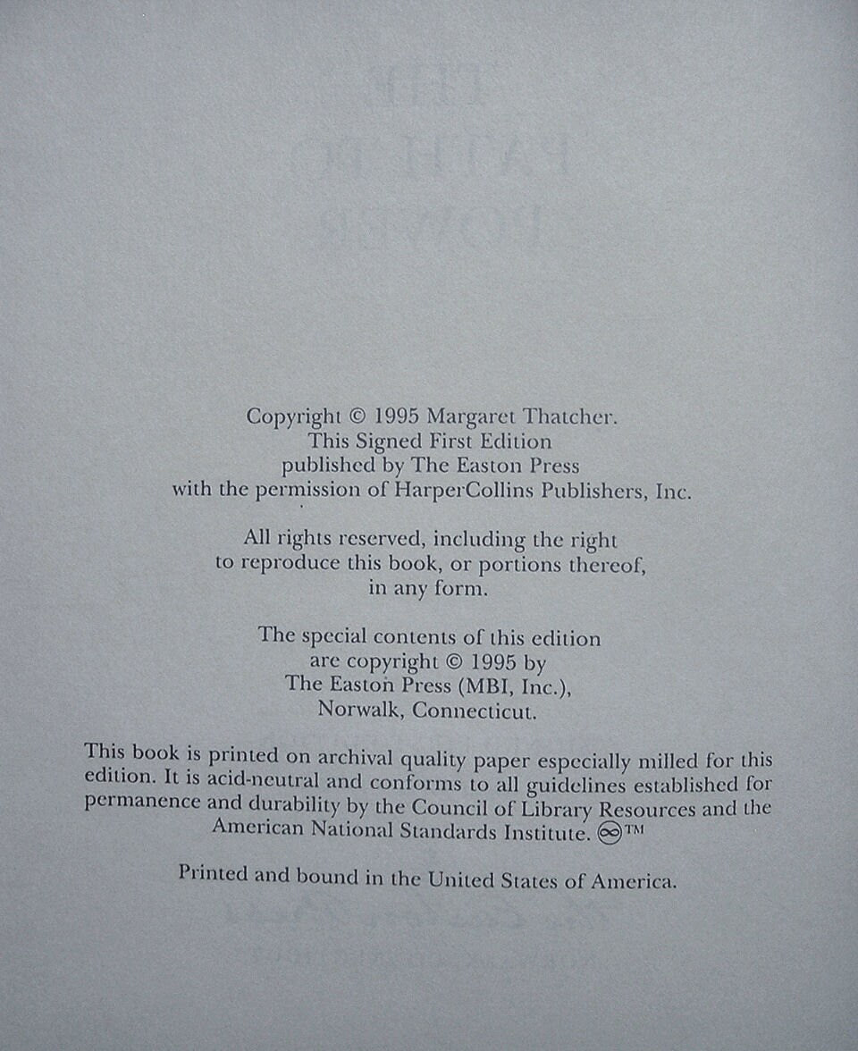 The PATH To POWER by Margaret Thatcher Easton Press Leather Signed 1 of 3000