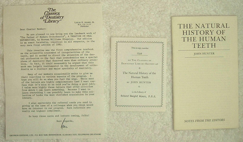 The Natural History of the Human Teeth by John Hunter Gryphon Editiions Full Leather 1979