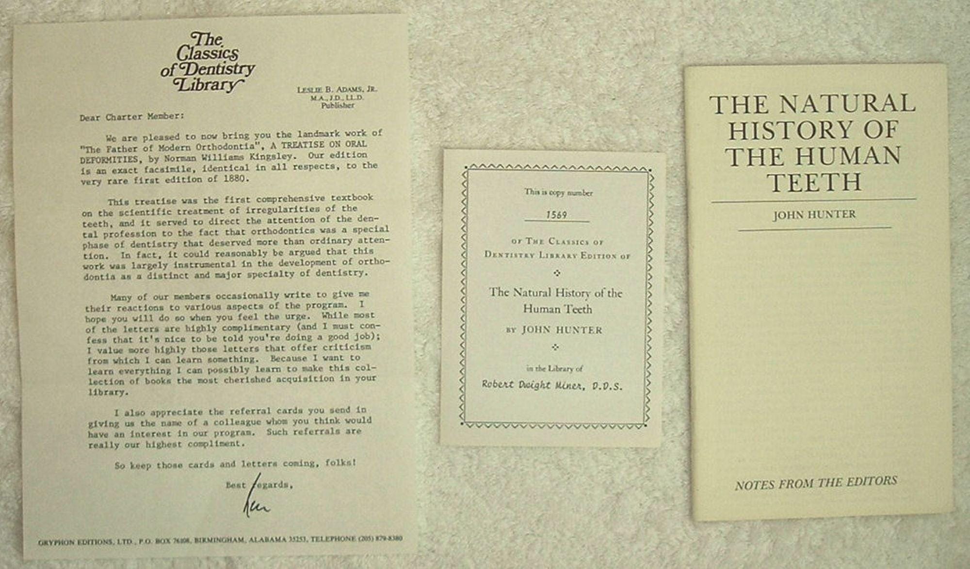 The Natural History of the Human Teeth by John Hunter Gryphon Editiions Full Leather 1979
