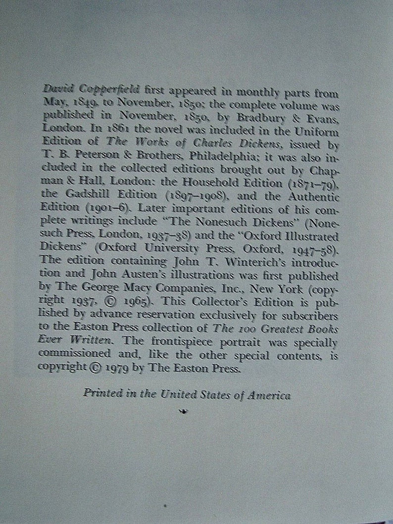 DAVID COPPERFIELD by Charles Dickens Easton Press Leather 1979