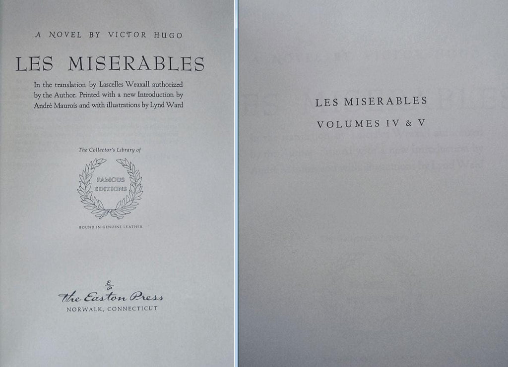 LES MISERABLES by Victor Hugo Easton Press Leather 2 Volume Set Famous Editions 1966