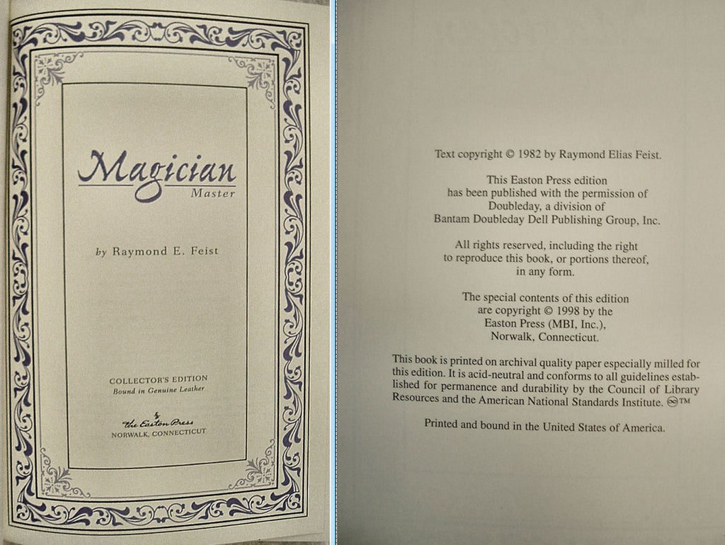 MAGICIAN - APPRENTICE & MASTER by Raymond Feist Easton Press 2 Volume Set Signed 1998