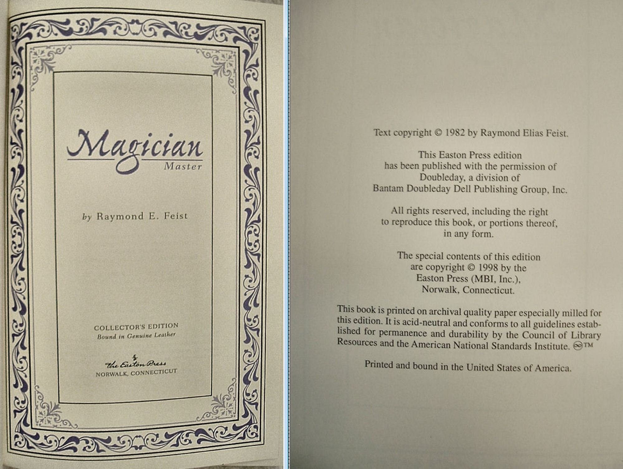 MAGICIAN - APPRENTICE & MASTER by Raymond Feist Easton Press 2 Volume Set Signed 1998