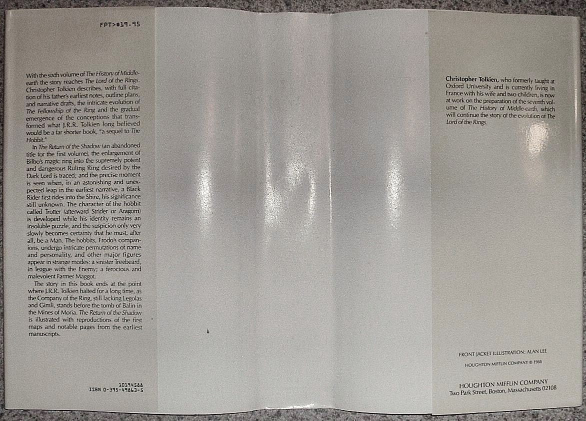 The RETURN Of The Shadow Volume VI by JRR Tolkien First Edition 1988