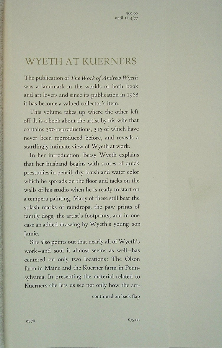 Wyeth at Kuerners: Andrew Wyeth Art Book, First Edition 1976