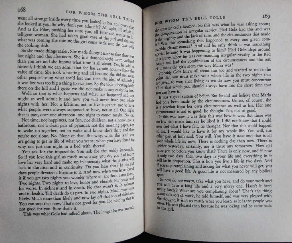 For WHOM The BELL TOLLS by Ernest Hemingway First Edition with Publisher's "A" 1940
