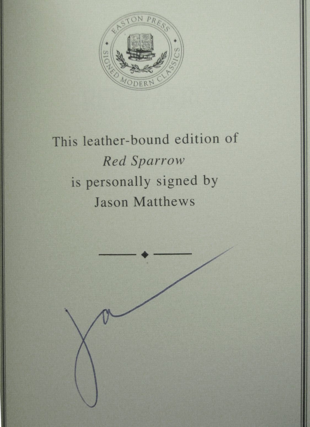 RED SPARROW by Jason Matthews Easton Press Genuine Leather Signed New Sealed