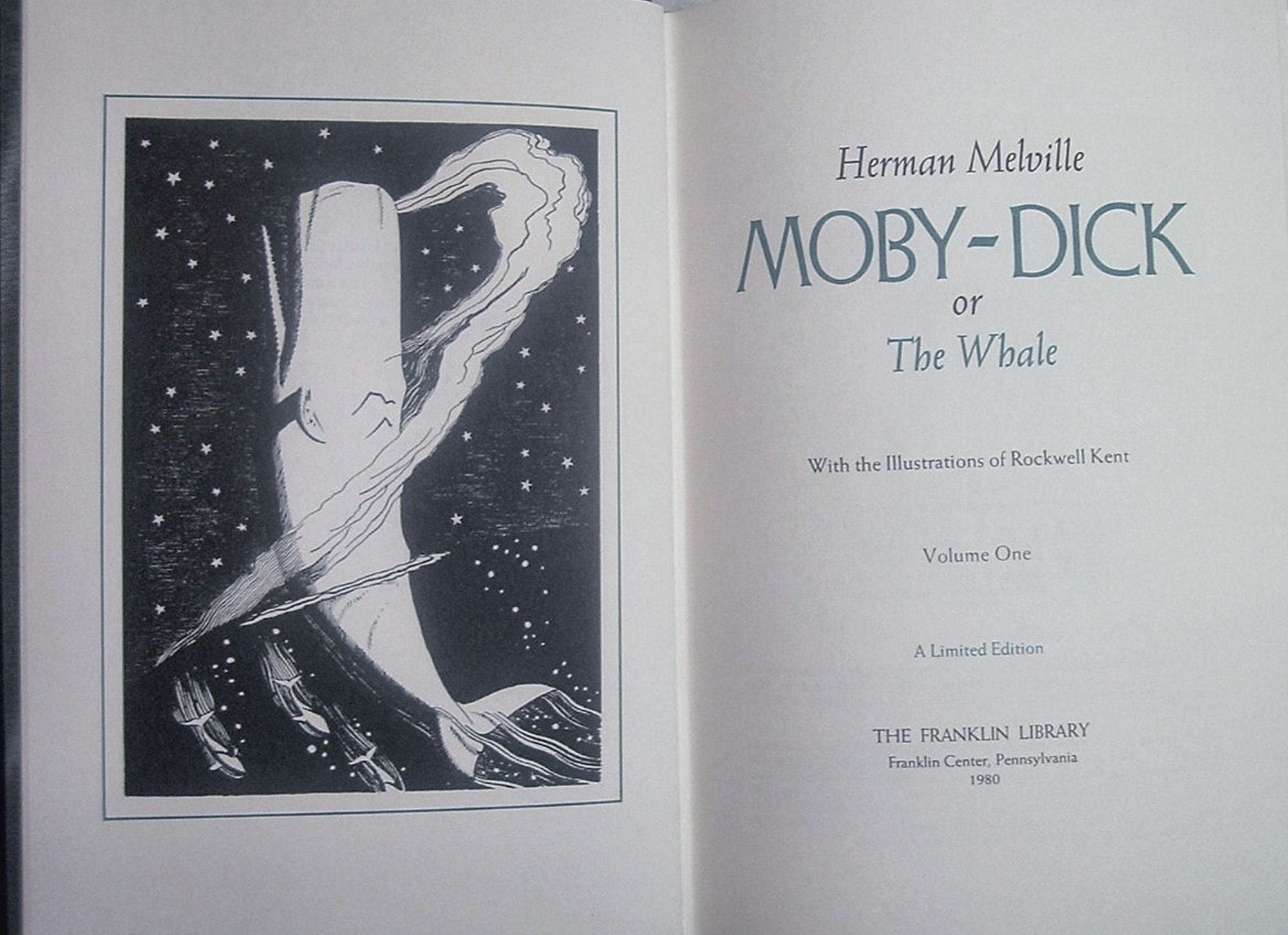 MOBY DICK by Herman Melville Franklin Library Leather 2 Volume Set 1980