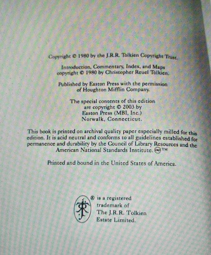 UNFINISHED TALES of Numenor And Middle Earth JRR Tolkien Easton Press Leather New