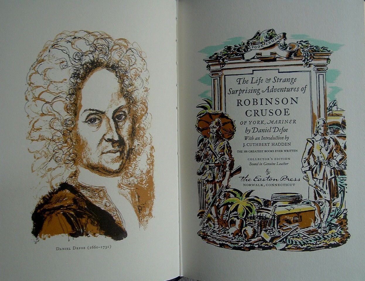 ROBINSON CRUSOE by Daniel Defoe Easton Press Genuine Leather As New 1976