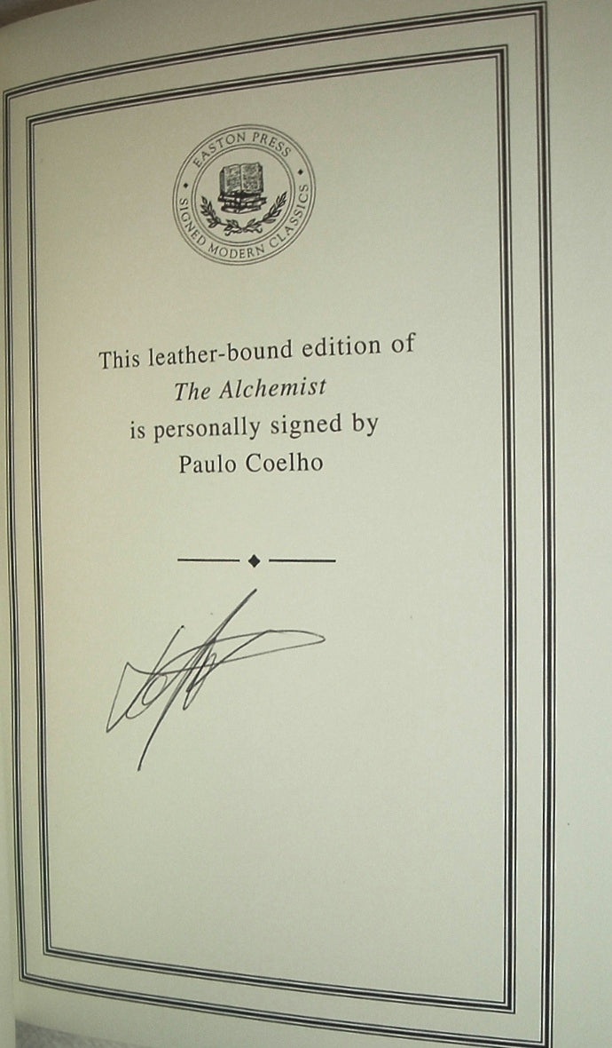THE ALCHEMIST by Paulo Coelho Easton Press Leather Signed by Author As New
