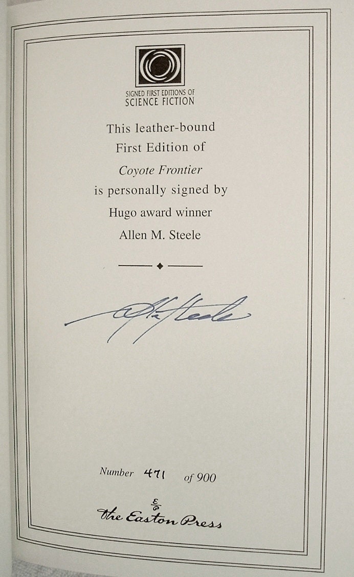 COYOTE FRONTIER by Allen M Steele Easton Press Signed First Edition 2005