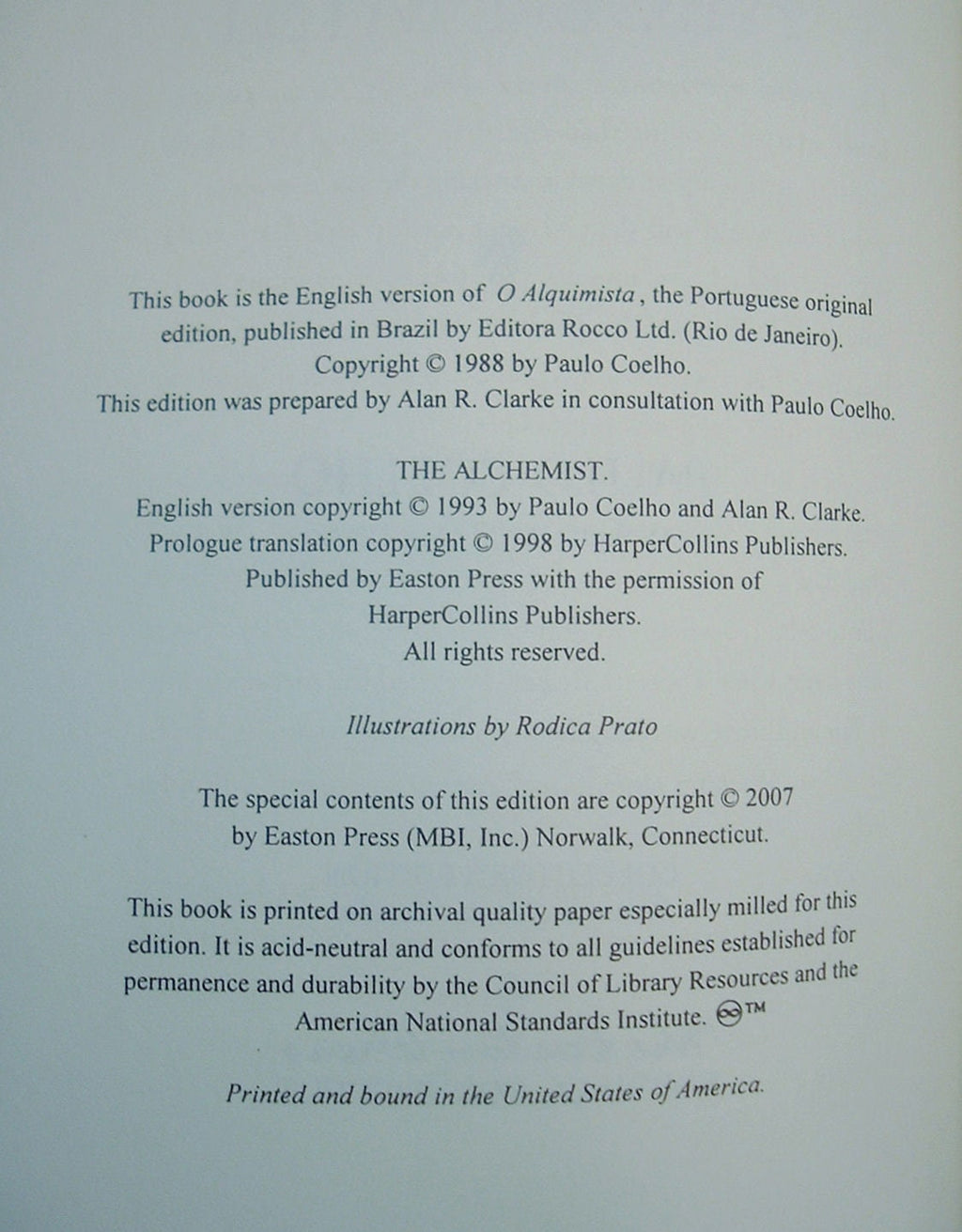 THE ALCHEMIST by Paulo Coelho Easton Press Leather Signed by Author As New