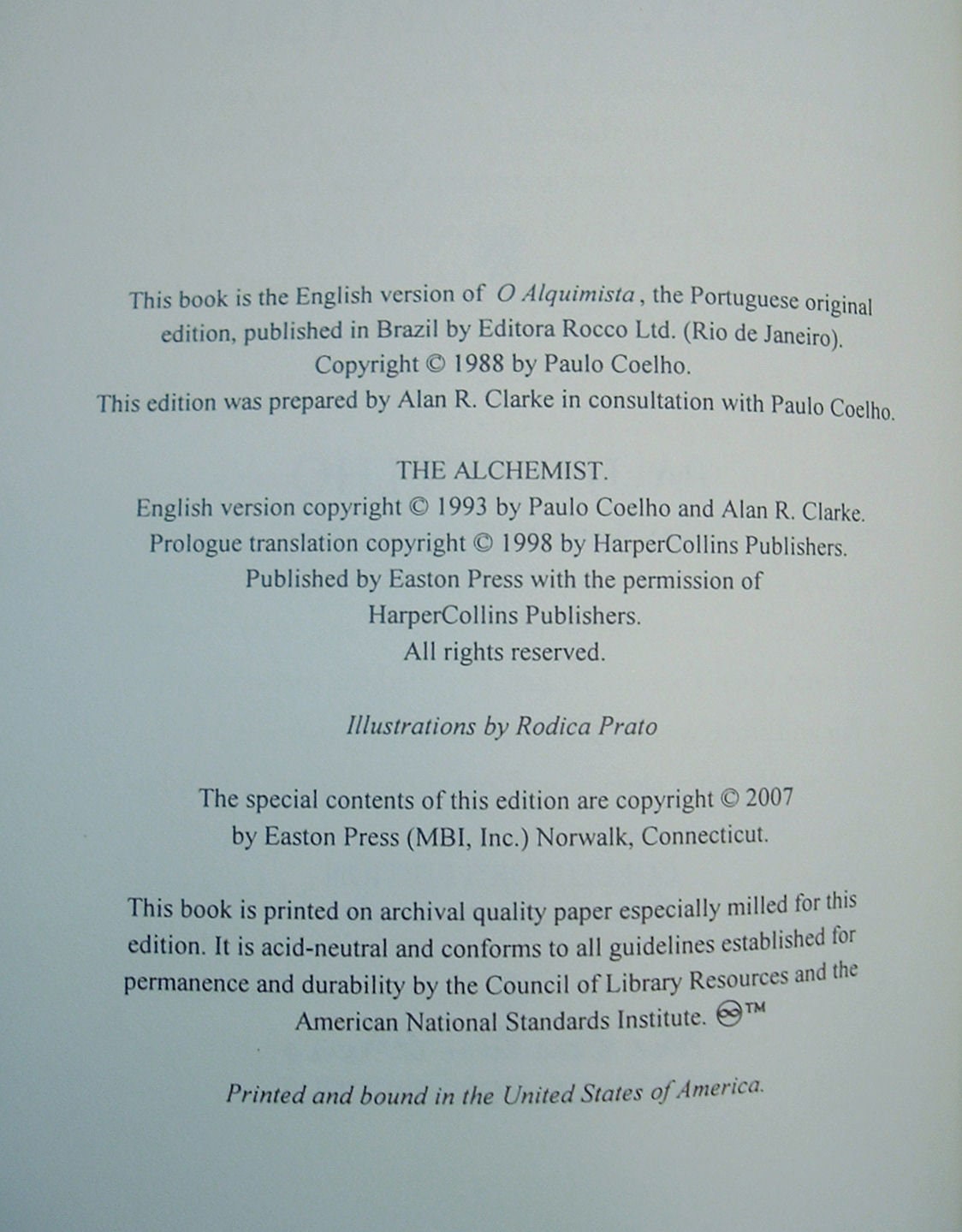 THE ALCHEMIST by Paulo Coelho Easton Press Leather Signed by Author As New