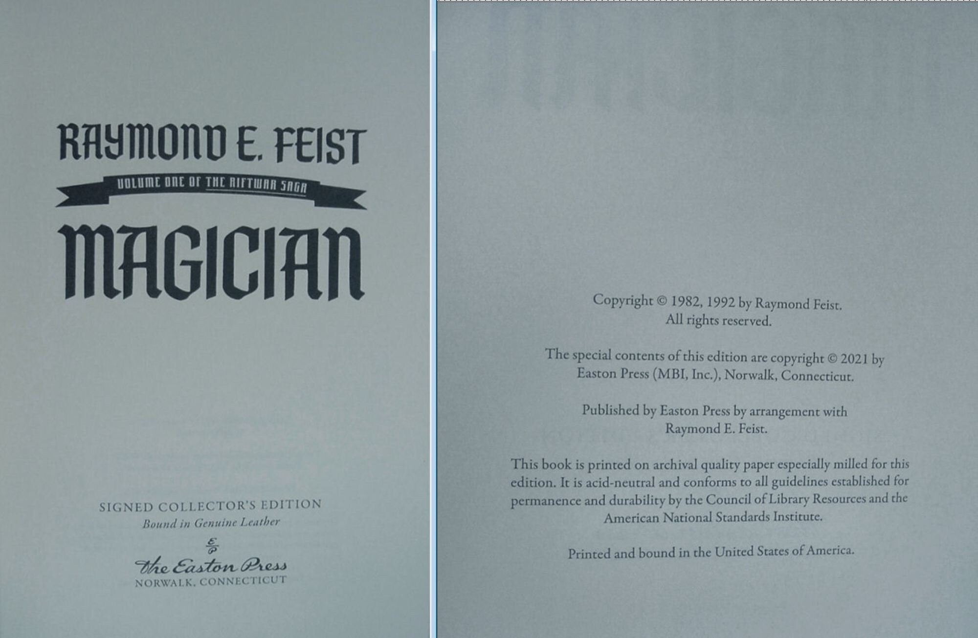 MAGICIAN by Raymond Feist Easton Press Signed by Author As New