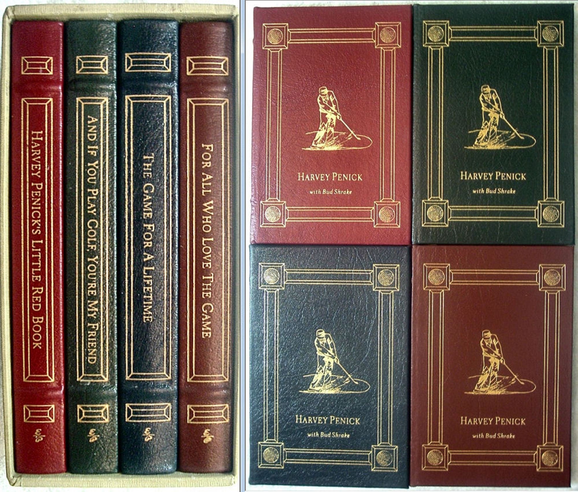 Harvey Penick's Golf Books: Easton Press Leather 4 Volume Set with Slipcase 1996