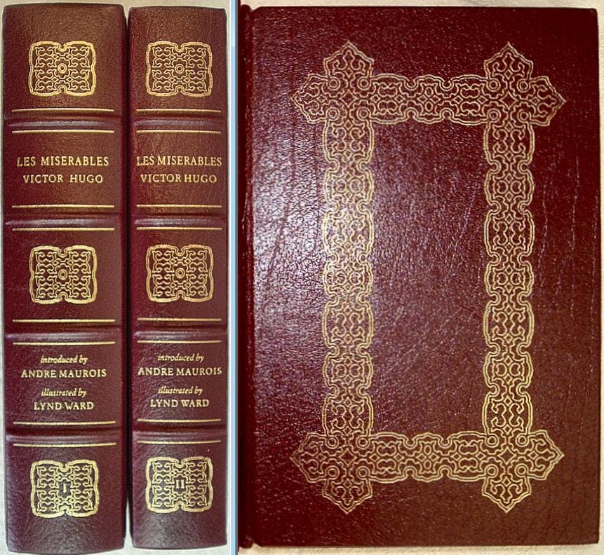 LES MISERABLES by Victor Hugo Easton Press Leather 2 Volume Set Famous Editions 1966