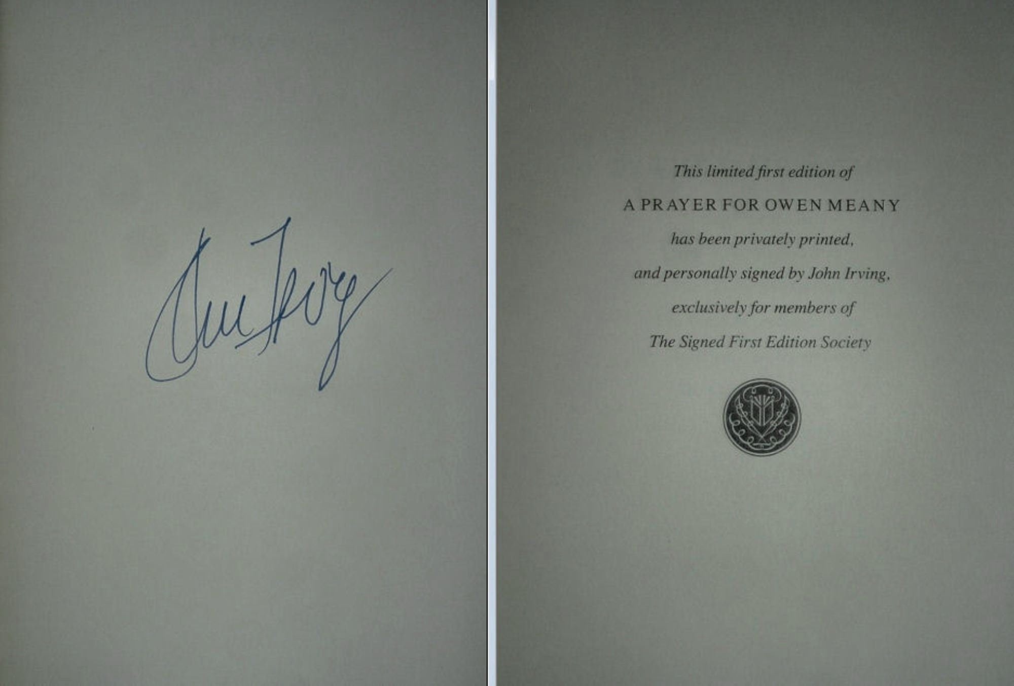 A Prayer For OWEN MEANY by John Irving  Franklin Library Signed First Edition 1989