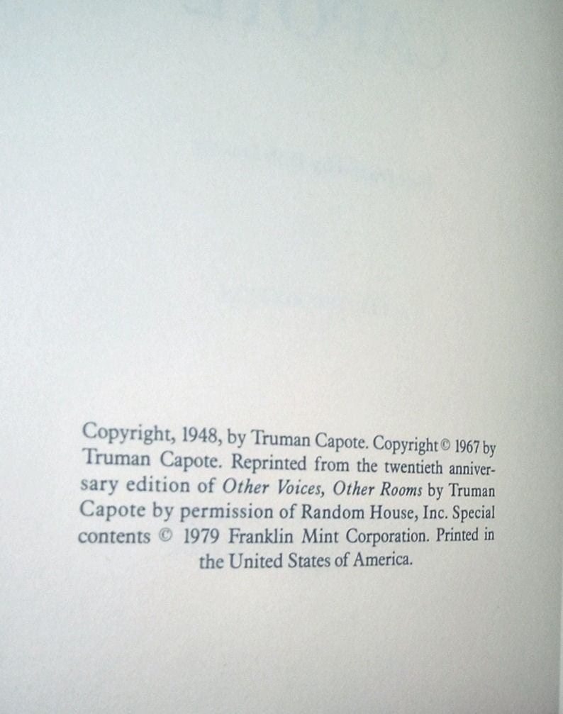 OTHER VOICES, OTHER Rooms by Truman Capote Franklin Library Signed 60 Series