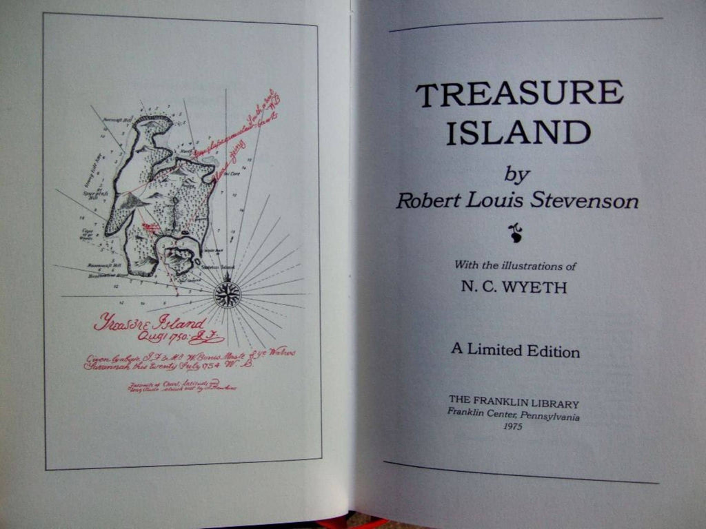 TREASURE ISLAND by Robert Louis Stevenson Franklin Library Leather NC Wyeth 1975