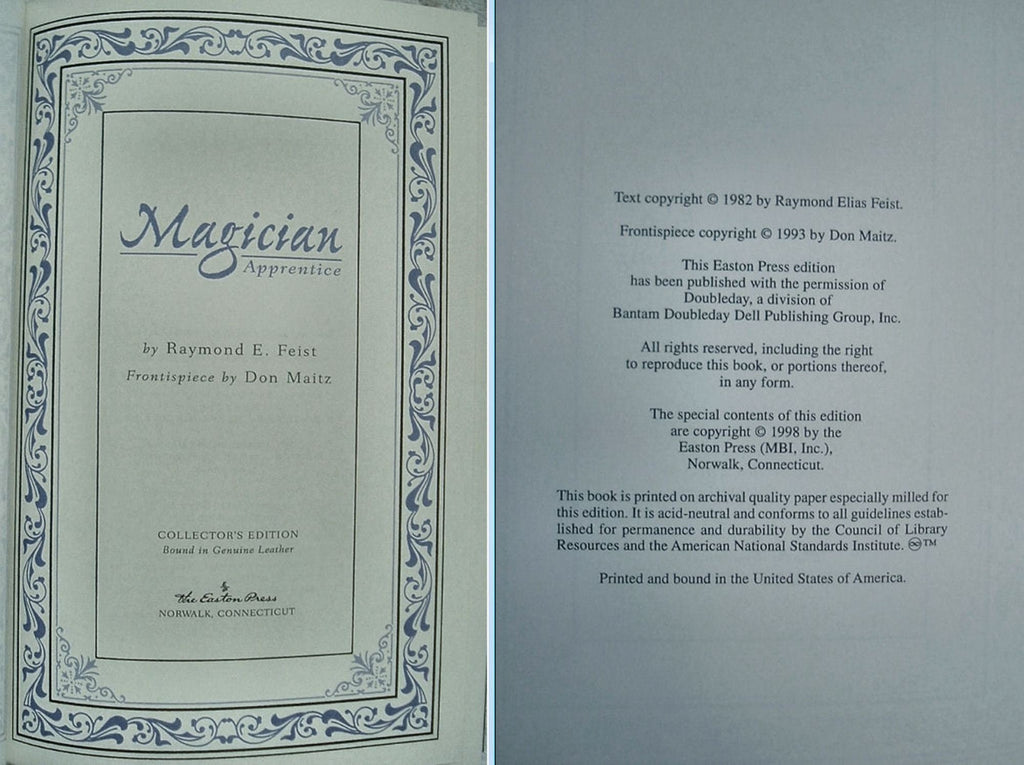 MAGICIAN - APPRENTICE & MASTER by Raymond Feist Easton Press 2 Volume Set Signed 1998