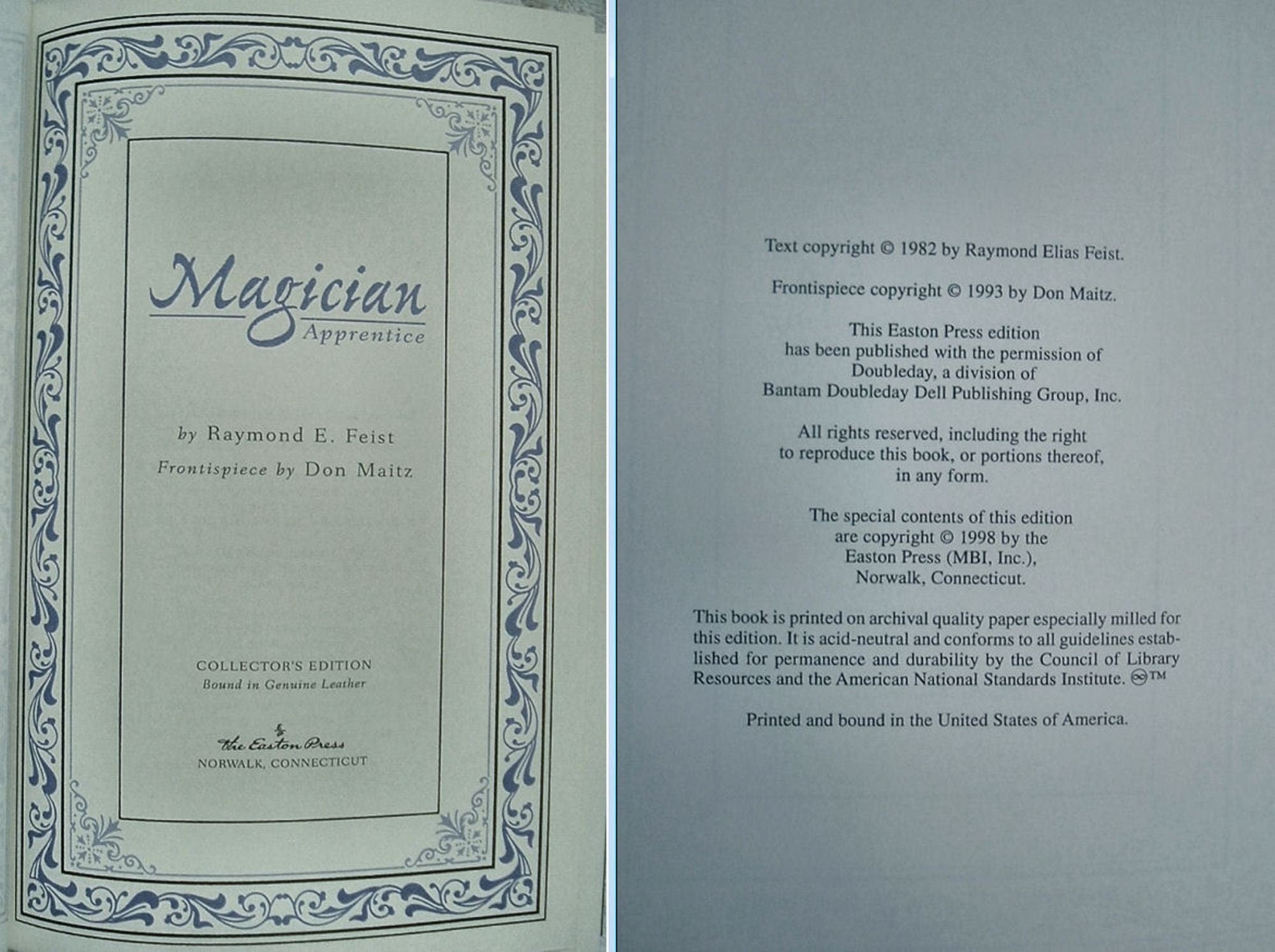 MAGICIAN - APPRENTICE & MASTER by Raymond Feist Easton Press 2 Volume Set Signed 1998