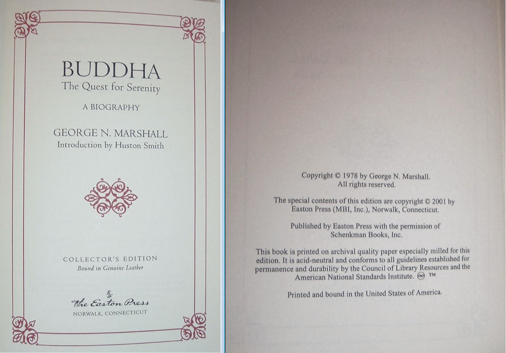 BUDDHA The Quest for Serenity by George N. Marshall Easton Press Leather As New 2001