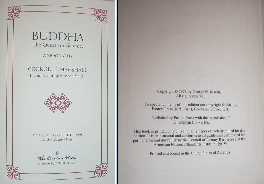 BUDDHA The Quest for Serenity by George N. Marshall Easton Press Leather As New 2001