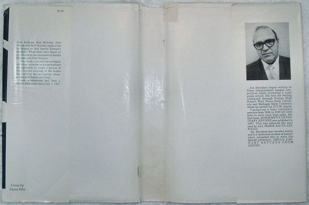 Amelia Earhart Returns From Saipan by Joe Davidson Signed First Edition 1969