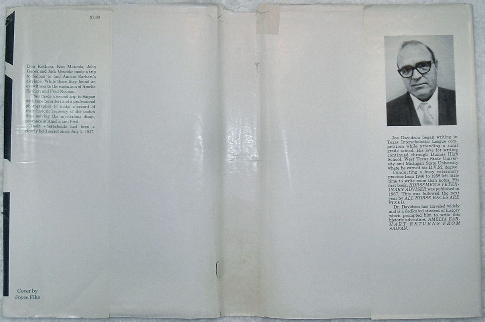 Amelia Earhart Returns From Saipan by Joe Davidson Signed First Edition 1969