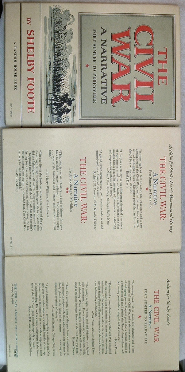 The CIVIL WAR A Narrative by Shelby Foote 3 Volume Set Random House Early Printings