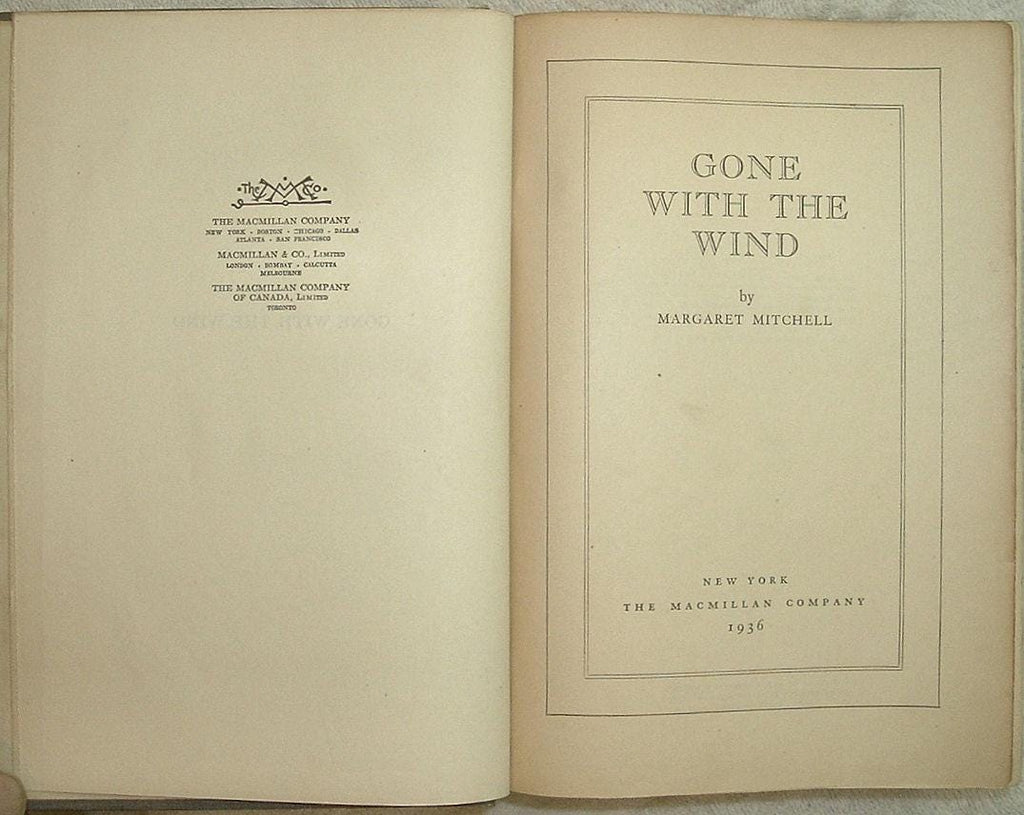 GONE WITH The WIND by Margaret Mitchell May 1936 First Edition