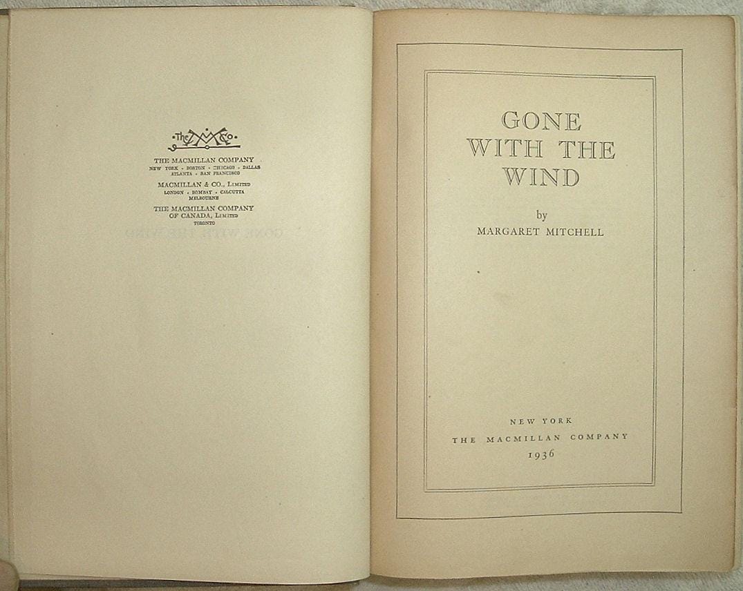 GONE WITH The WIND by Margaret Mitchell May 1936 First Edition