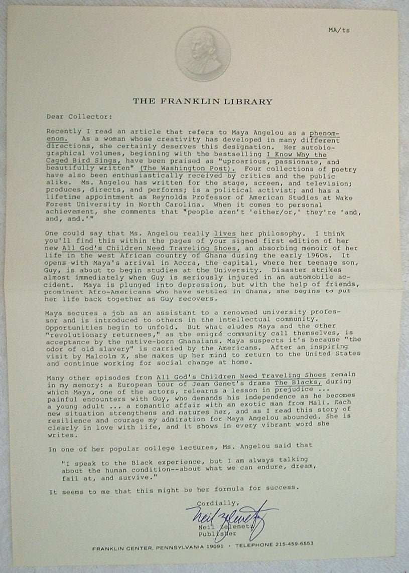 All Gods Children Need Traveling Shoes by Maya Angelou Signed by Author First Edition